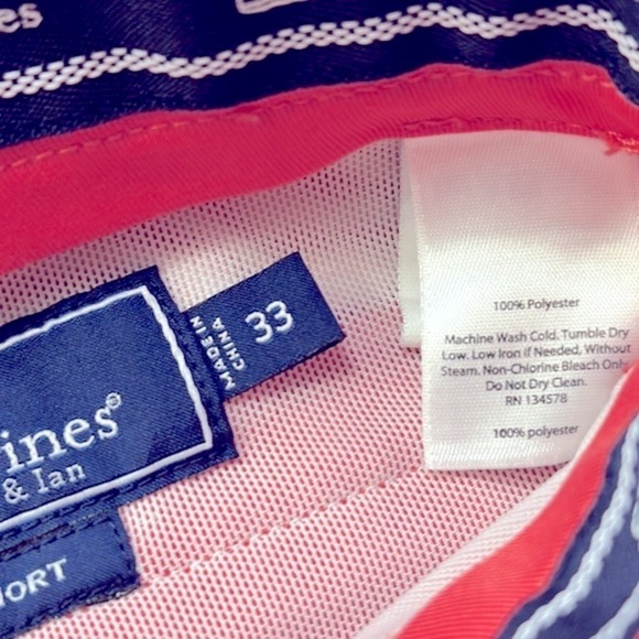 Men’s Vinyard Vines Links 100% Polyester Salmon Color Golf Shorts Size 33 - Picture 7 of 7